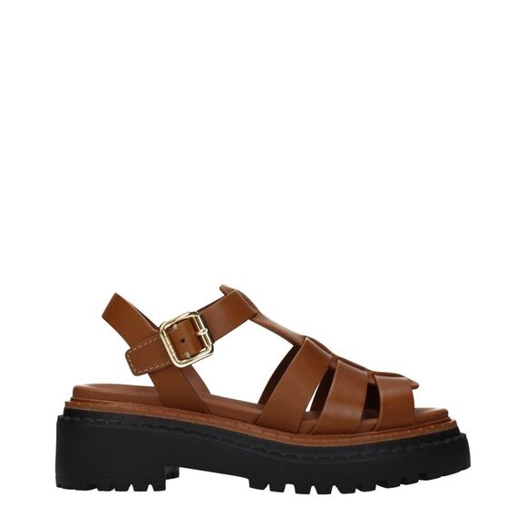 Prada Brown Leather Platform Women's Sandals